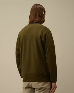 Sweatshirts<C.P. Company Diagonal Raised Fleece Crew Neck Lens Sweatshirt Ivy Green