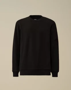 Sweatshirts<C.P. Company Diagonal Raised Fleece Crew Neck Lens Sweatshirt Black