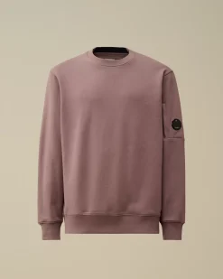 Sweatshirts<C.P. Company Diagonal Raised Fleece Crew Neck Lens Sweatshirt Purple Dove