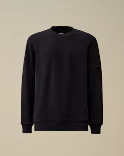 Sweatshirts<C.P. Company Diagonal Raised Fleece Crew Neck Lens Sweatshirt Total Eclipse – Blue