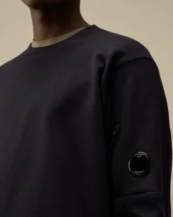 Sweatshirts<C.P. Company Diagonal Raised Fleece Crew Neck Lens Sweatshirt Total Eclipse – Blue