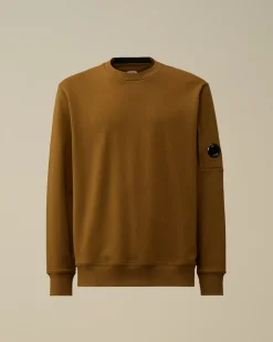 Sweatshirts<C.P. Company Diagonal Raised Fleece Crew Neck Lens Sweatshirt Toffee – Beige