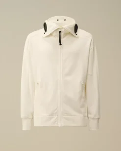 Sweatshirts<C.P. Company Diagonal Raised Fleece Explorer Zipped Hooded Sweatshirt Gauze White