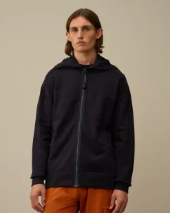 Sweatshirts<C.P. Company Diagonal Raised Fleece Explorer Zipped Hooded Sweatshirt Total Eclipse – Blue
