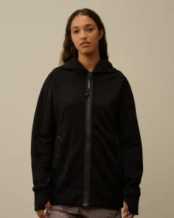 Sweatshirts<C.P. Company Diagonal Raised Fleece Explorer Zipped Hooded Sweatshirt Black