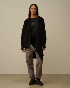 Sweatshirts<C.P. Company Diagonal Raised Fleece Explorer Zipped Hooded Sweatshirt Black
