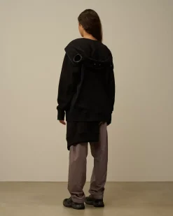 Sweatshirts<C.P. Company Diagonal Raised Fleece Explorer Zipped Hooded Sweatshirt Black