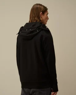 Sweatshirts<C.P. Company Diagonal Raised Fleece Explorer Zipped Hooded Sweatshirt Black
