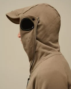 Sweatshirts<C.P. Company Diagonal Raised Fleece Explorer Zipped Hooded Sweatshirt Walnut – Beige