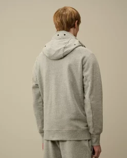 Sweatshirts<C.P. Company Diagonal Raised Fleece Explorer Zipped Hooded Sweatshirt Greystone Melange