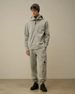 Sweatshirts<C.P. Company Diagonal Raised Fleece Explorer Zipped Hooded Sweatshirt Greystone Melange