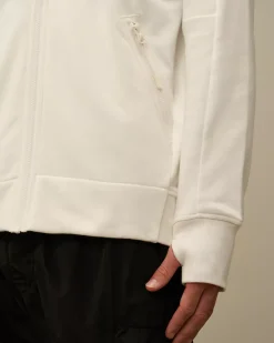 Sweatshirts<C.P. Company Diagonal Raised Fleece Goggle Zipped Hooded Sweatshirt Gauze White