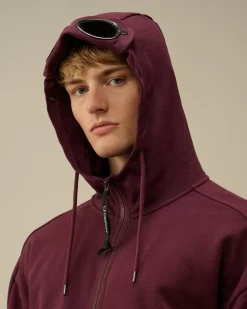 Sweatshirts<C.P. Company Diagonal Raised Fleece Goggle Zipped Hooded Sweatshirt Potent Purple
