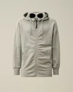 Sweatshirts<C.P. Company Diagonal Raised Fleece Goggle Zipped Hooded Sweatshirt Greystone Melange