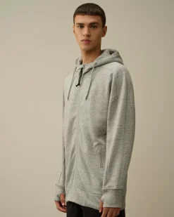 Sweatshirts<C.P. Company Diagonal Raised Fleece Goggle Zipped Hooded Sweatshirt Greystone Melange