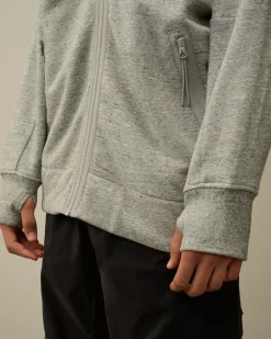 Sweatshirts<C.P. Company Diagonal Raised Fleece Goggle Zipped Hooded Sweatshirt Greystone Melange