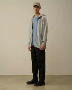 Sweatshirts<C.P. Company Diagonal Raised Fleece Goggle Zipped Hooded Sweatshirt Greystone Melange