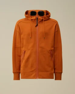 Sweatshirts<C.P. Company Diagonal Raised Fleece Goggle Zipped Hooded Sweatshirt Bombay Brown