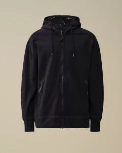 Sweatshirts<C.P. Company Diagonal Raised Fleece Goggle Zipped Hooded Sweatshirt Total Eclipse – Blue