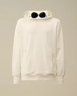 Sweatshirts<C.P. Company Diagonal Raised Fleece Goggle Hooded Sweatshirt Gauze White
