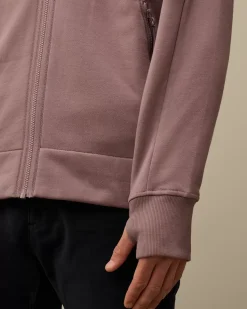 Sweatshirts<C.P. Company Diagonal Raised Fleece Goggle Zipped Hooded Sweatshirt Purple Dove