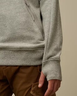 Sweatshirts<C.P. Company Diagonal Raised Fleece Goggle Hooded Sweatshirt Greystone Melange