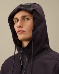 Sweatshirts<C.P. Company Diagonal Raised Fleece Goggle Zipped Hooded Sweatshirt Nightshade – Purple