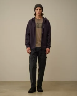 Sweatshirts<C.P. Company Diagonal Raised Fleece Goggle Zipped Hooded Sweatshirt Nightshade – Purple