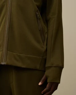 Sweatshirts<C.P. Company Diagonal Raised Fleece Goggle Zipped Hooded Sweatshirt Ivy Green