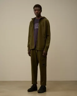 Sweatshirts<C.P. Company Diagonal Raised Fleece Goggle Zipped Hooded Sweatshirt Ivy Green