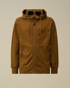 Sweatshirts<C.P. Company Diagonal Raised Fleece Goggle Zipped Hooded Sweatshirt Toffee – Beige