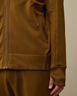 Sweatshirts<C.P. Company Diagonal Raised Fleece Goggle Zipped Hooded Sweatshirt Toffee – Beige
