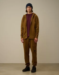 Sweatshirts<C.P. Company Diagonal Raised Fleece Goggle Zipped Hooded Sweatshirt Toffee – Beige