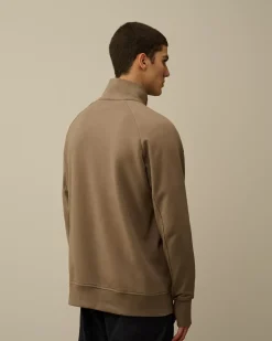 Sweatshirts<C.P. Company Diagonal Raised Fleece Half Zipped Sweatshirt Walnut – Beige