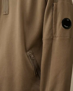 Sweatshirts<C.P. Company Diagonal Raised Fleece Half Zipped Sweatshirt Walnut – Beige