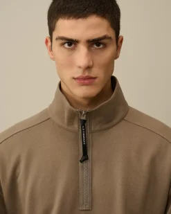 Sweatshirts<C.P. Company Diagonal Raised Fleece Half Zipped Sweatshirt Walnut – Beige
