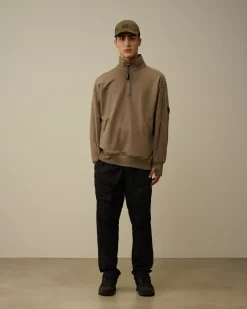 Sweatshirts<C.P. Company Diagonal Raised Fleece Half Zipped Sweatshirt Walnut – Beige