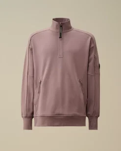 Sweatshirts<C.P. Company Diagonal Raised Fleece Half Zipped Sweatshirt Purple Dove