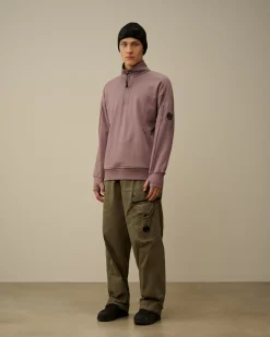 Sweatshirts<C.P. Company Diagonal Raised Fleece Half Zipped Sweatshirt Purple Dove