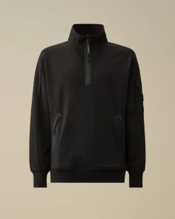 Sweatshirts<C.P. Company Diagonal Raised Fleece Half Zipped Sweatshirt Black