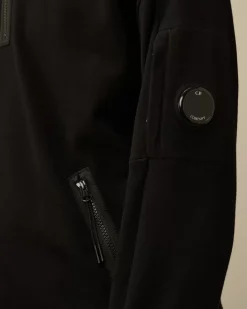 Sweatshirts<C.P. Company Diagonal Raised Fleece Half Zipped Sweatshirt Black