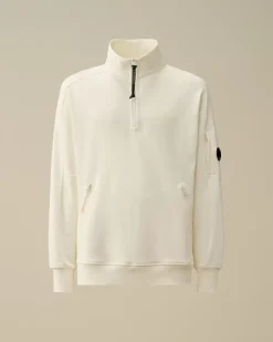 Sweatshirts<C.P. Company Diagonal Raised Fleece Half Zipped Sweatshirt Gauze White