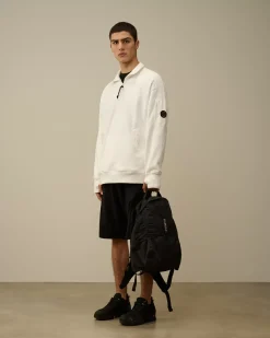 Sweatshirts<C.P. Company Diagonal Raised Fleece Half Zipped Sweatshirt Gauze White