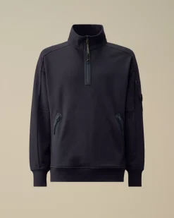 Sweatshirts<C.P. Company Diagonal Raised Fleece Half Zipped Sweatshirt Total Eclipse – Blue
