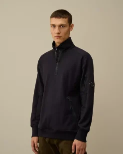 Sweatshirts<C.P. Company Diagonal Raised Fleece Half Zipped Sweatshirt Total Eclipse – Blue