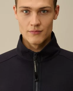 Sweatshirts<C.P. Company Diagonal Raised Fleece Half Zipped Sweatshirt Total Eclipse – Blue