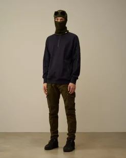 Sweatshirts<C.P. Company Diagonal Raised Fleece Half Zipped Sweatshirt Total Eclipse – Blue