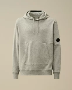 Sweatshirts<C.P. Company Diagonal Raised Fleece Lens Hooded Sweatshirt Greystone Melange