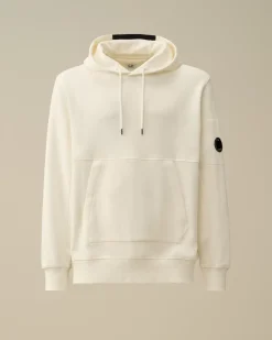 Sweatshirts<C.P. Company Diagonal Raised Fleece Lens Hooded Sweatshirt Gauze White