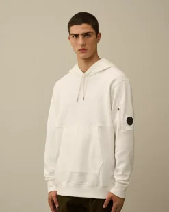 Sweatshirts<C.P. Company Diagonal Raised Fleece Lens Hooded Sweatshirt Gauze White